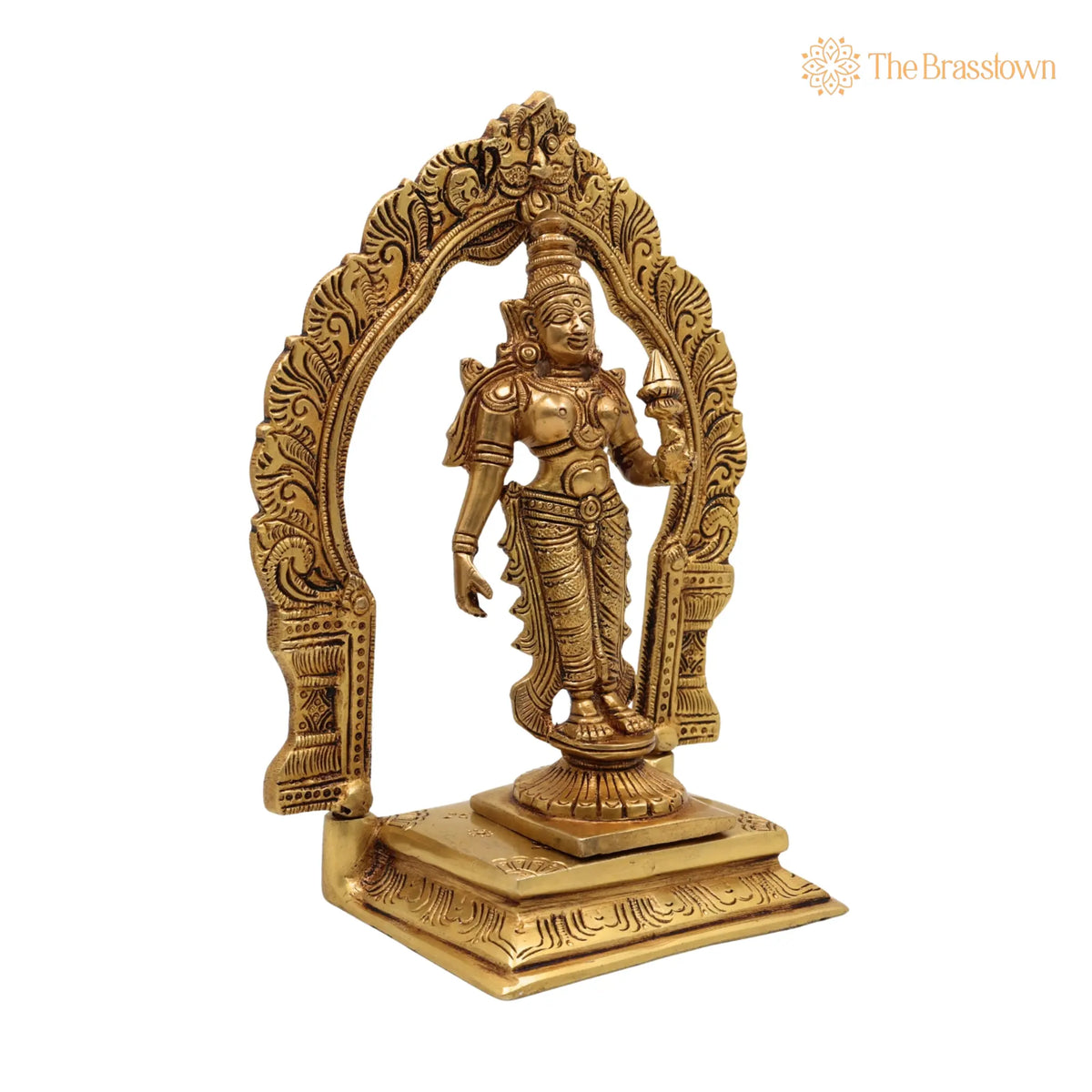 Handcrafted Brass Mahalakshmi Idol with Prabhavali – Shri Kamala Devi, Ashta Lakshmi, Padmavati, Home Temple &amp; Gift 8 Inch 2