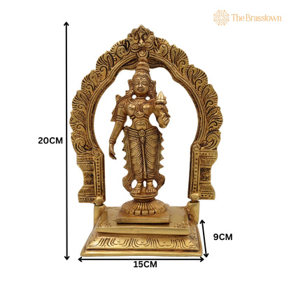 Handcrafted Brass Mahalakshmi Idol with Prabhavali – Shri Kamala Devi, Ashta Lakshmi, Padmavati, Home Temple &amp; Gift 8 Inch 5