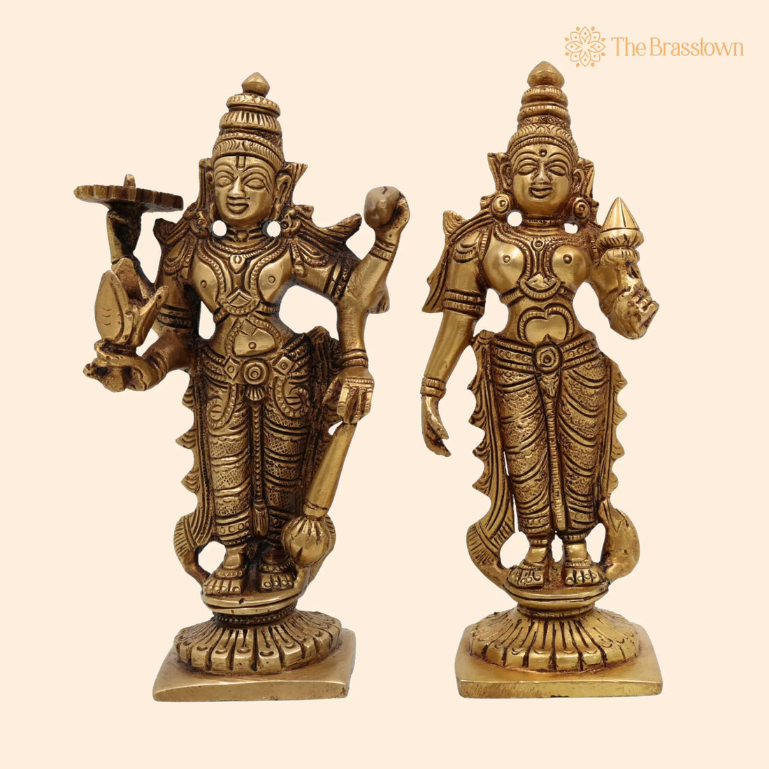Brass Lakshmi Venkateshwara Idol – Handcrafted Lakshmi Narayana Balaji Govinda Srinivasa Padmavati Vishnu Murti for Pooja, Home Temple &amp; Gift 6 Inch 1