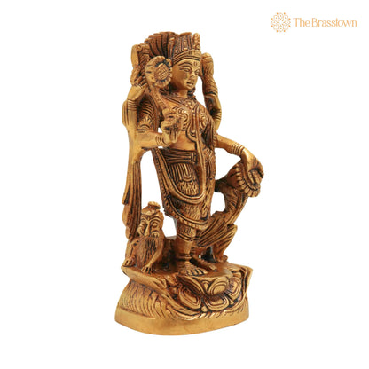 Handcrafted Brass Durga Devi Idol – Mahishasura Mardini, Shakti, Simhavahini, Vaishno Devi Murti for Pooja &amp; Home Décor 6 Inch 3