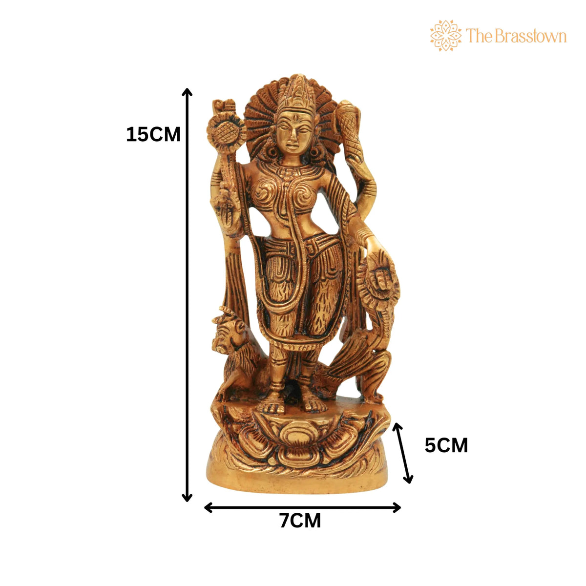 Handcrafted Brass Durga Devi Idol – Mahishasura Mardini, Shakti, Simhavahini, Vaishno Devi Murti for Pooja &amp; Home Décor 6 Inch 5
