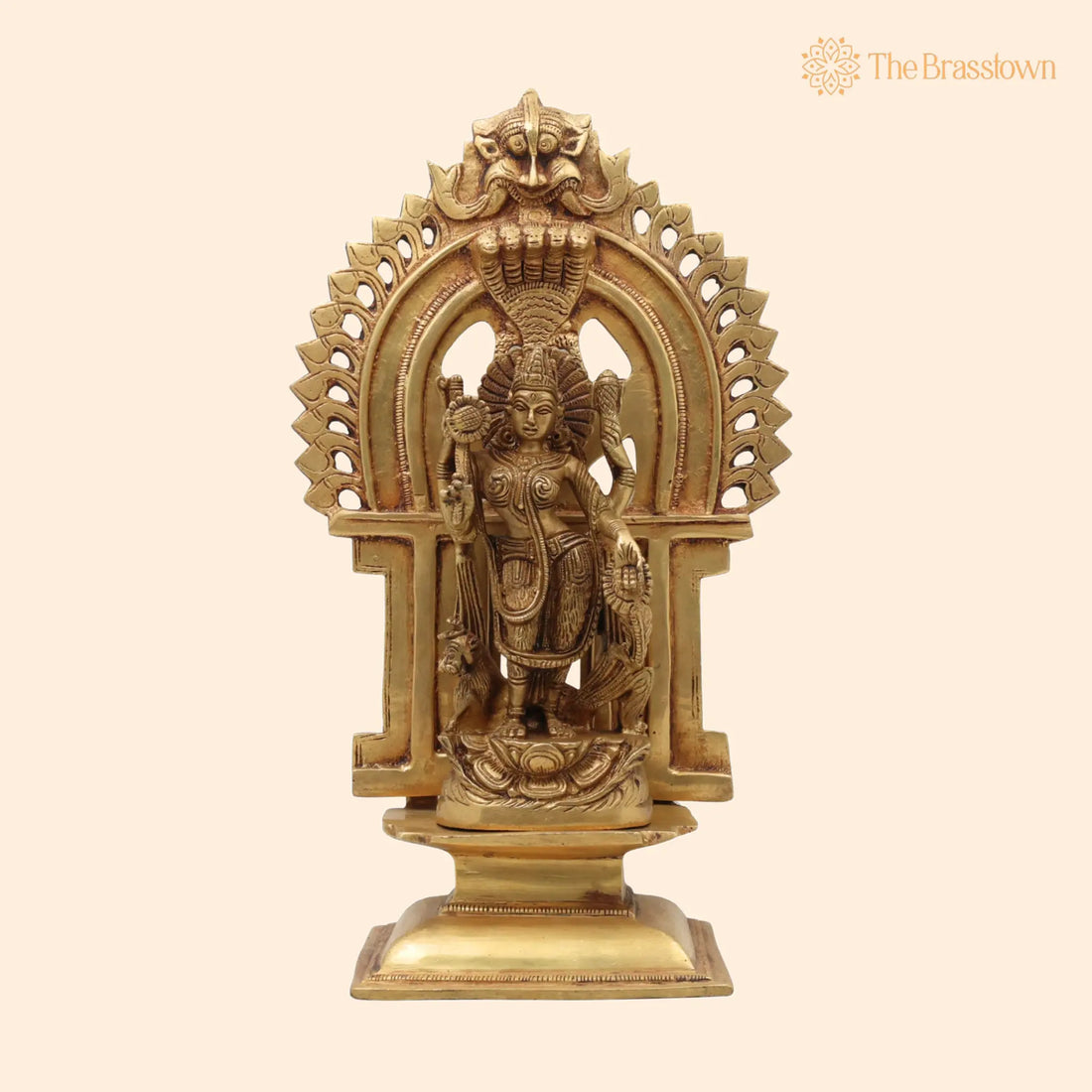 Maa Durga Devi Brass Idol with Prabhavali – Handcrafted Mahishasura Mardini, Shakti, Simhavahini, Ambika, Vaishno Mata Statue for Pooja 11.5 Inch 1