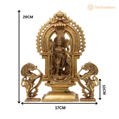 Brass Durga Devi Idol with Prabhavali &amp; Lion Yali – Handcrafted Mahishasura Mardini, Simhavahini Shakti, Maa Bhavani Murti for Home 11.5 Inch 5