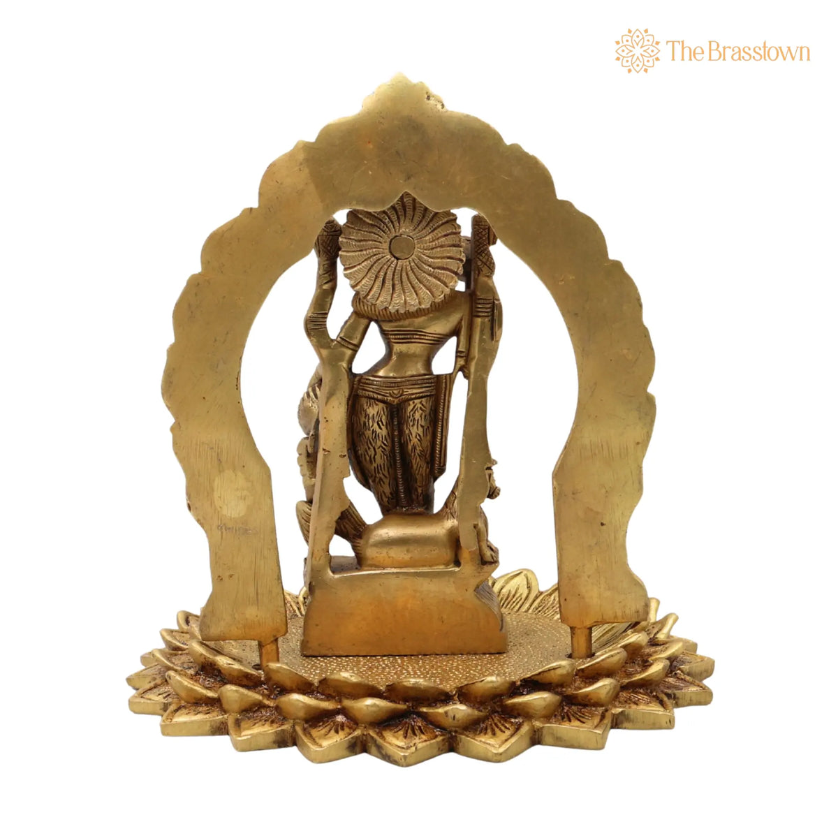 Handcrafted Brass Durga Devi Idol with Prabhavali – Mahishasura Mardini, Shakti, Chamundeshwari, Antique Finish for Pooja 8 Inch 4