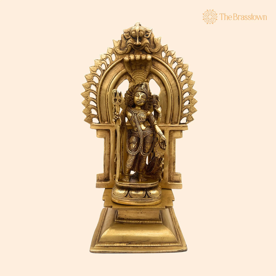 Brass Ardhanarishvara Idol – Handcrafted Divine Ardhnarishwar Statue, Ardhanarishvara with Prabhavali for Puja, Home Mandir &amp; Décor 11.5 Inch 1