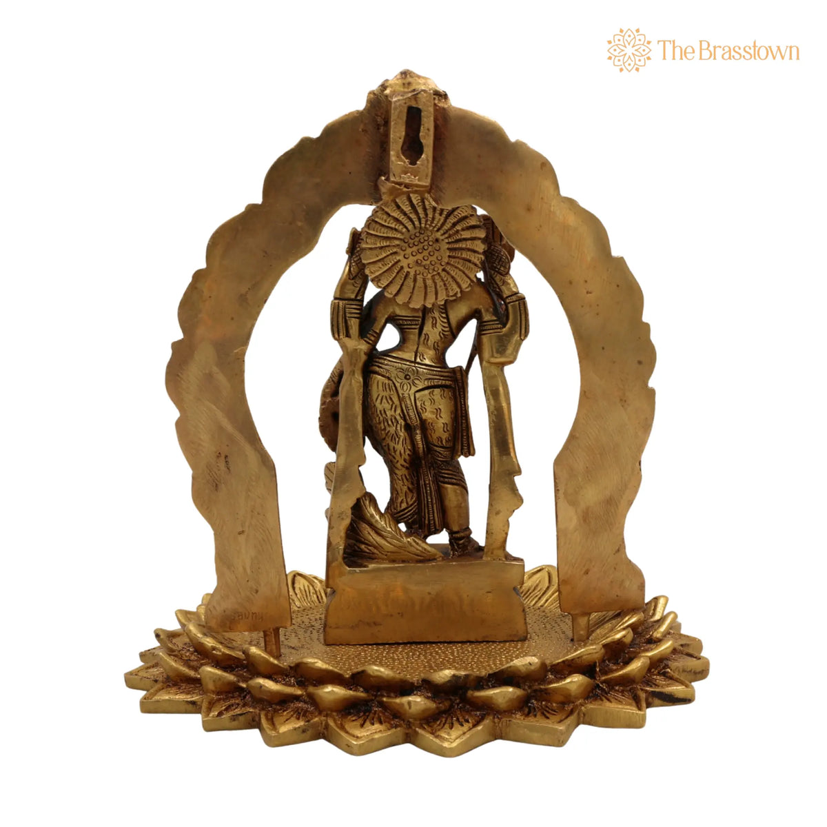 Brass Ardhanarishvara Statue on Lotus Chowki with Prabhavali – Handcrafted Perfect Home Décor &amp; Pooja Idol 8 Inch 4
