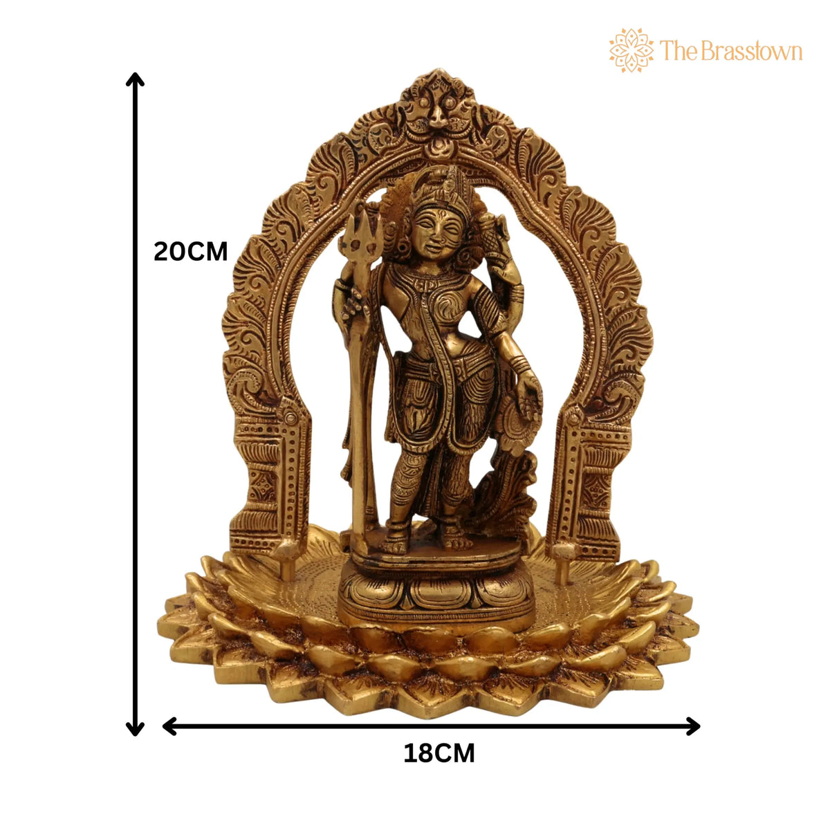 Brass Ardhanarishvara Statue on Lotus Chowki with Prabhavali – Handcrafted Perfect Home Décor &amp; Pooja Idol 8 Inch 5