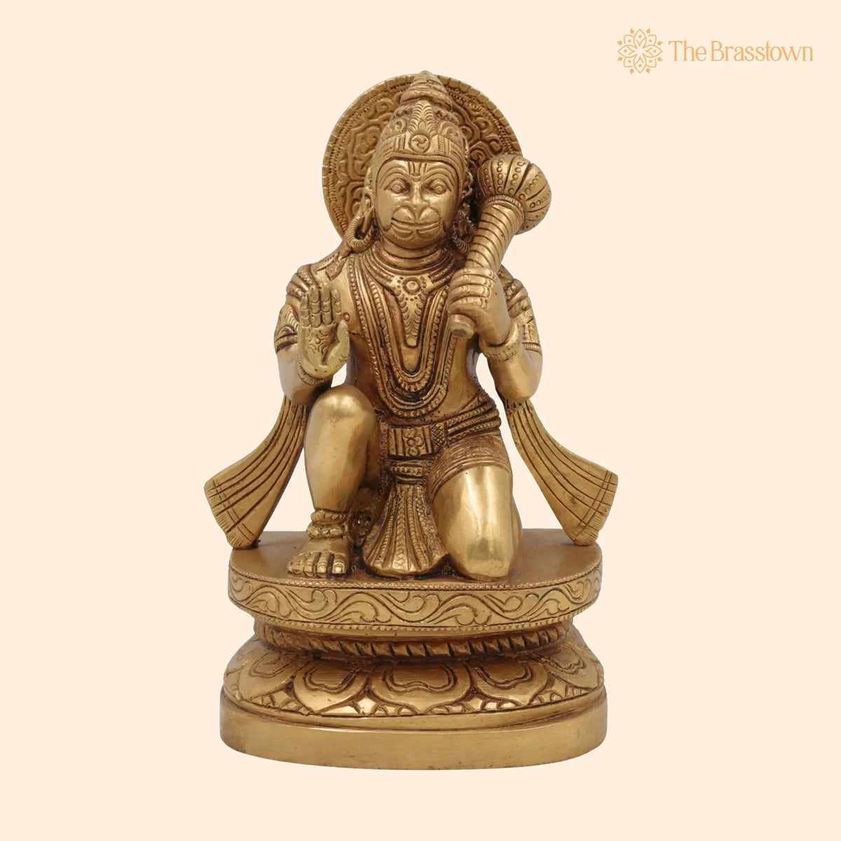 Handcrafted Brass Hanuman Idol – Maruti, Bajrang Bali, Anjaneya, Pavanputra, Mahavira Murti for Home Temple, Puja &amp; Gifts 8 Inch 1