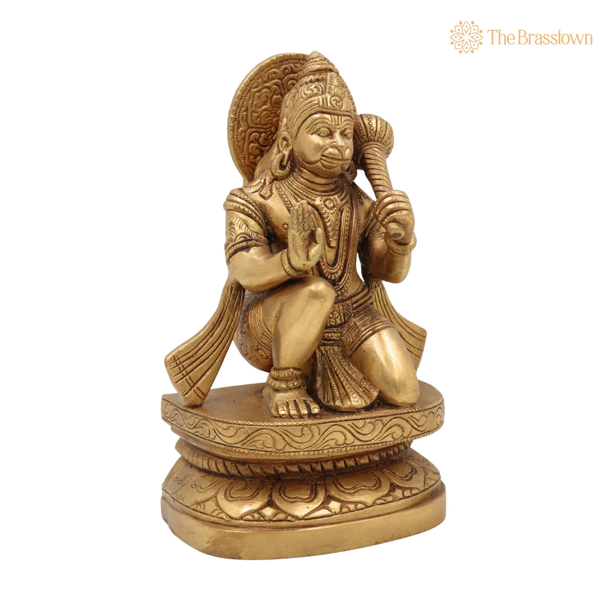 Handcrafted Brass Hanuman Idol – Maruti, Bajrang Bali, Anjaneya, Pavanputra, Mahavira Murti for Home Temple, Puja &amp; Gifts 8 Inch 2