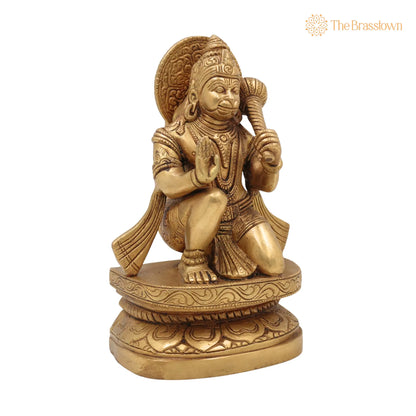 Handcrafted Brass Hanuman Idol – Maruti, Bajrang Bali, Anjaneya, Pavanputra, Mahavira Murti for Home Temple, Puja &amp; Gifts 8 Inch 2