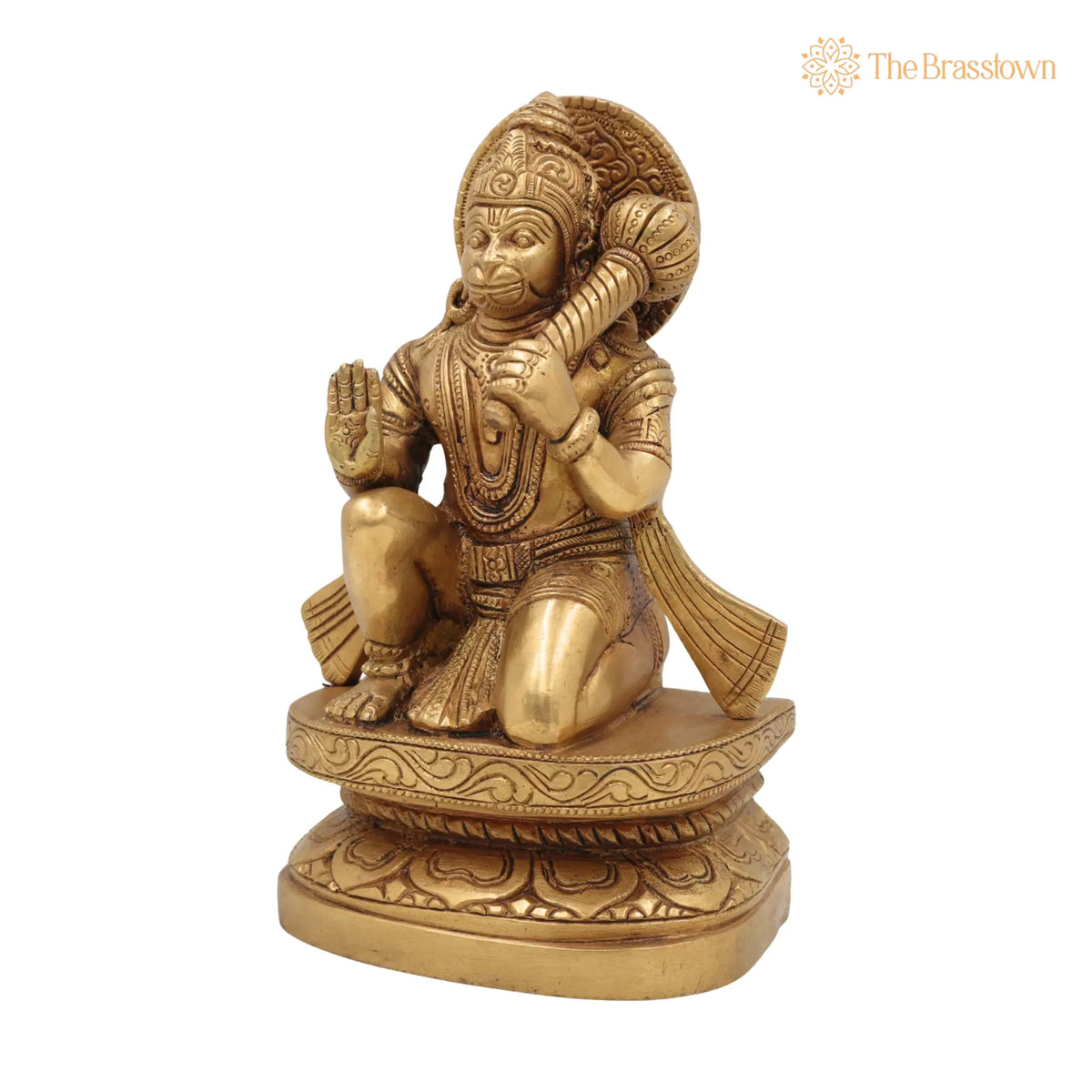 Handcrafted Brass Hanuman Idol – Maruti, Bajrang Bali, Anjaneya, Pavanputra, Mahavira Murti for Home Temple, Puja &amp; Gifts 8 Inch 3
