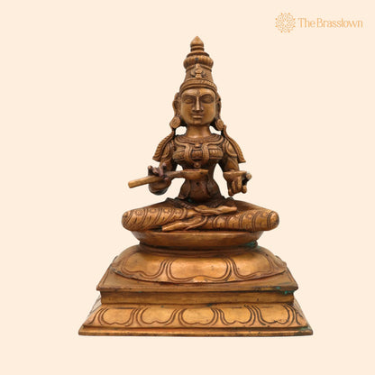 Bronze Goddess Annapurna Devi Idol – Handcrafted Panchaloha Annapoorna Ji Ki Murti, Annapoorani Annapurni Annapurani Annaporna Statue 9.5 Inch 1
