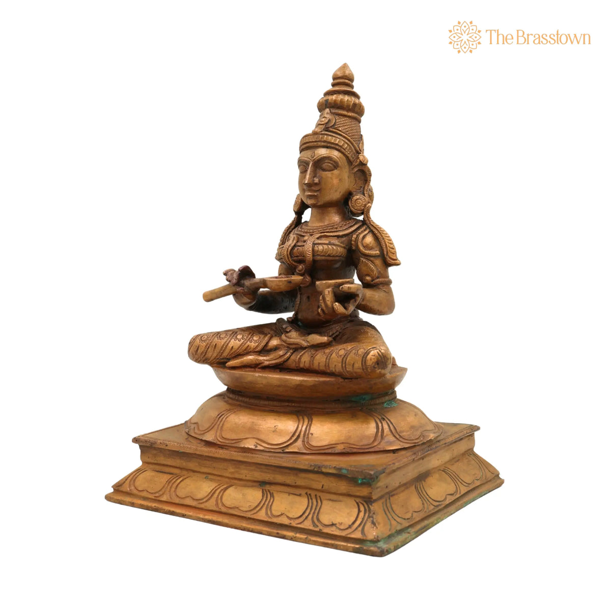 Bronze Goddess Annapurna Devi Idol – Handcrafted Panchaloha Annapoorna Ji Ki Murti, Annapoorani Annapurni Annapurani Annaporna Statue 9.5 Inch 2