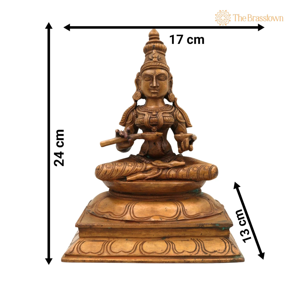 Bronze Goddess Annapurna Devi Idol – Handcrafted Panchaloha Annapoorna Ji Ki Murti, Annapoorani Annapurni Annapurani Annaporna Statue 9.5 Inch 5
