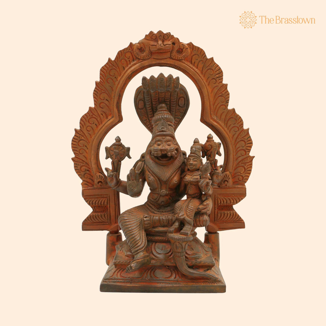 Handcrafted Bronze Panchaloha Lakshmi Narasimha Swamy Idol – Yoga Narasimha, Ugra Narasimha for Puja, Home Mandir &amp; Décor 7.5 Inch 1