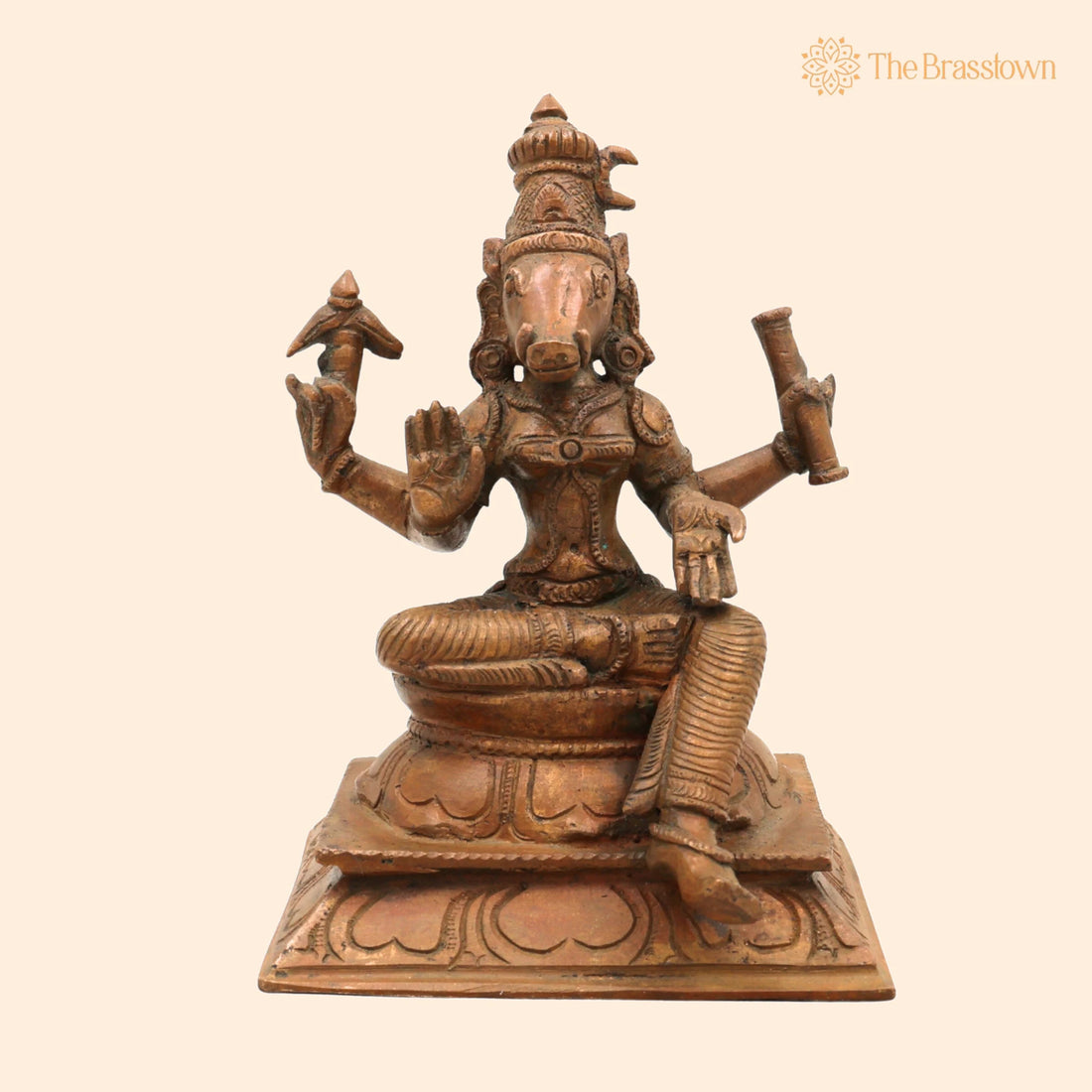 Handcrafted Bronze Panchaloha Varahi Devi Idol – Chola Art Varahi Amman, Ashta Matrika Barahi Mata Temple Sculpture 6 Inch 1