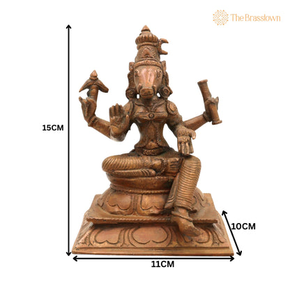 Handcrafted Bronze Panchaloha Varahi Devi Idol – Chola Art Varahi Amman, Ashta Matrika Barahi Mata Temple Sculpture 6 Inch 5