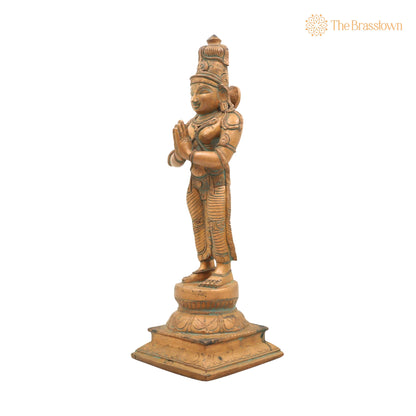 Handcrafted Bronze Sundaran Murugan Idol – Panchaloha Lord Kartikeya Skanda Subramanya Swamy Statue in Chola Art for Pooja 13.5 Inch 3