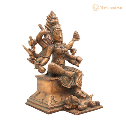 Handcrafted Bronze Panchaloha Mariamman Idol – Mari Amman / Mariamma / Maariamman Chola Art Temple Statue for Pooja 5.5 Inch 2