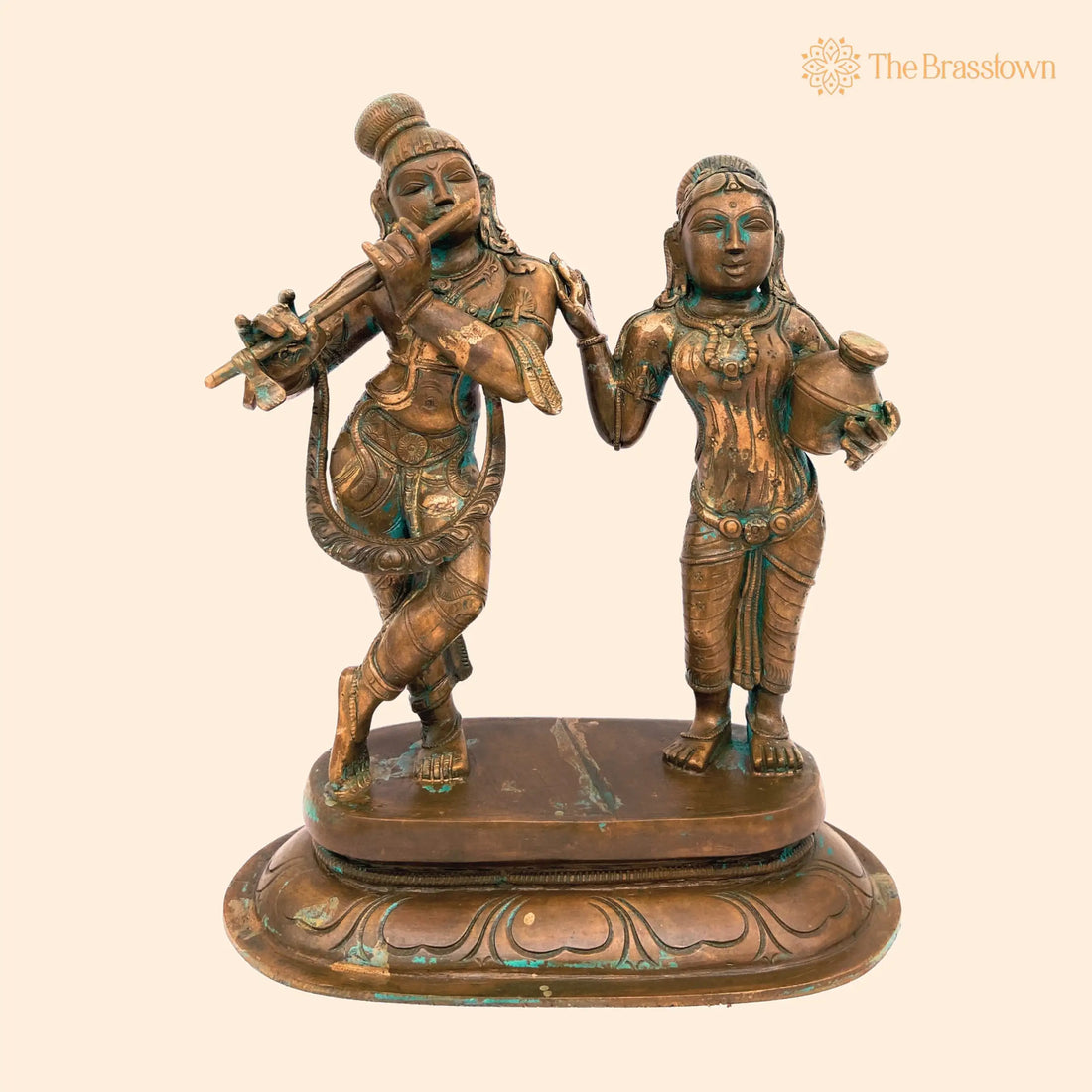 Handcrafted Panchaloha Radha Krishna Idol – Bronze, Brass &amp; Ashtadhatu Divine Murti for Pooja, Temple, Home Décor &amp; Gift 10 Inch 1