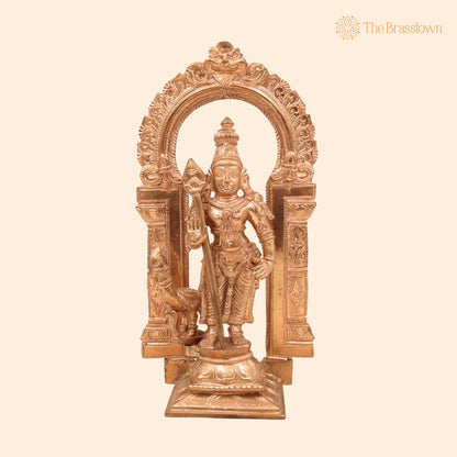 Handmade Panchaloha Karthikeya Murugan Idol – South Indian Lord Kumara Sculpture for Pooja &amp; Décor 11 Inch 1