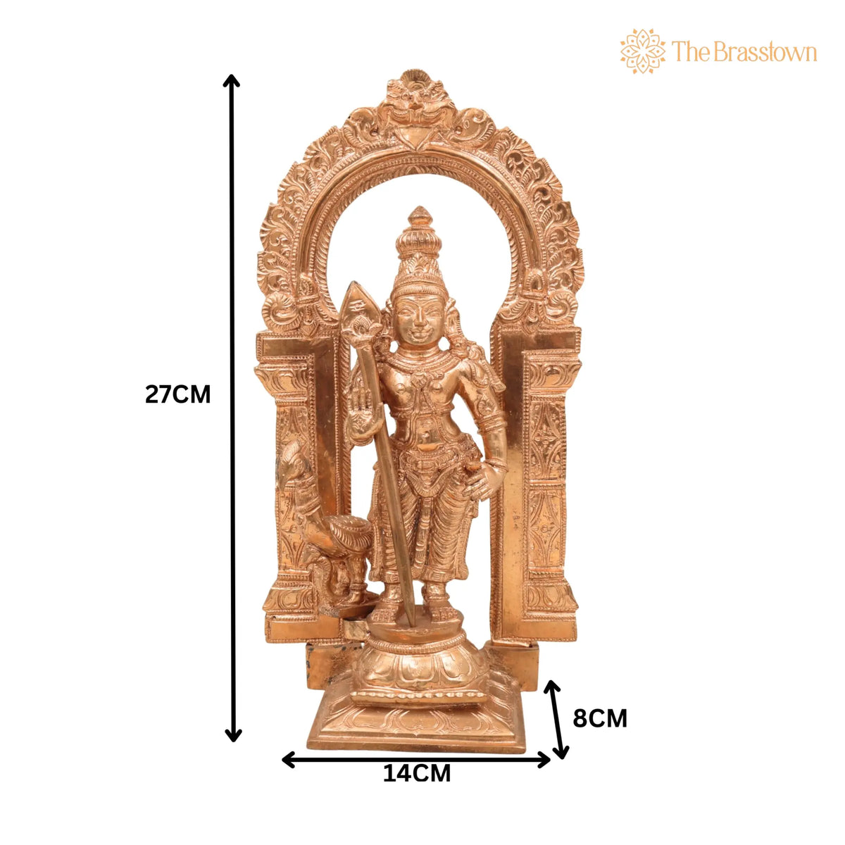Handmade Panchaloha Karthikeya Murugan Idol – South Indian Lord Kumara Sculpture for Pooja &amp; Décor 11 Inch 5