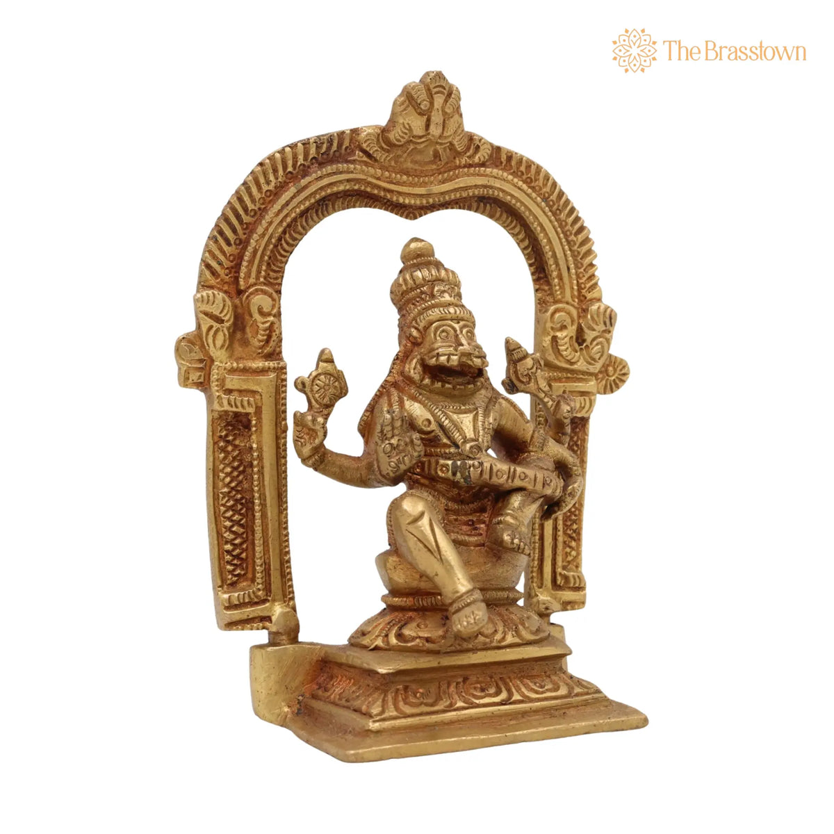 Brass Narasimha Swamy Idol – Handcrafted Lord Narasingha Murti, Yoga Narasimha Vigraha, Nrisimha Deva Statue for Pooja Room, Home 5 Inch 2
