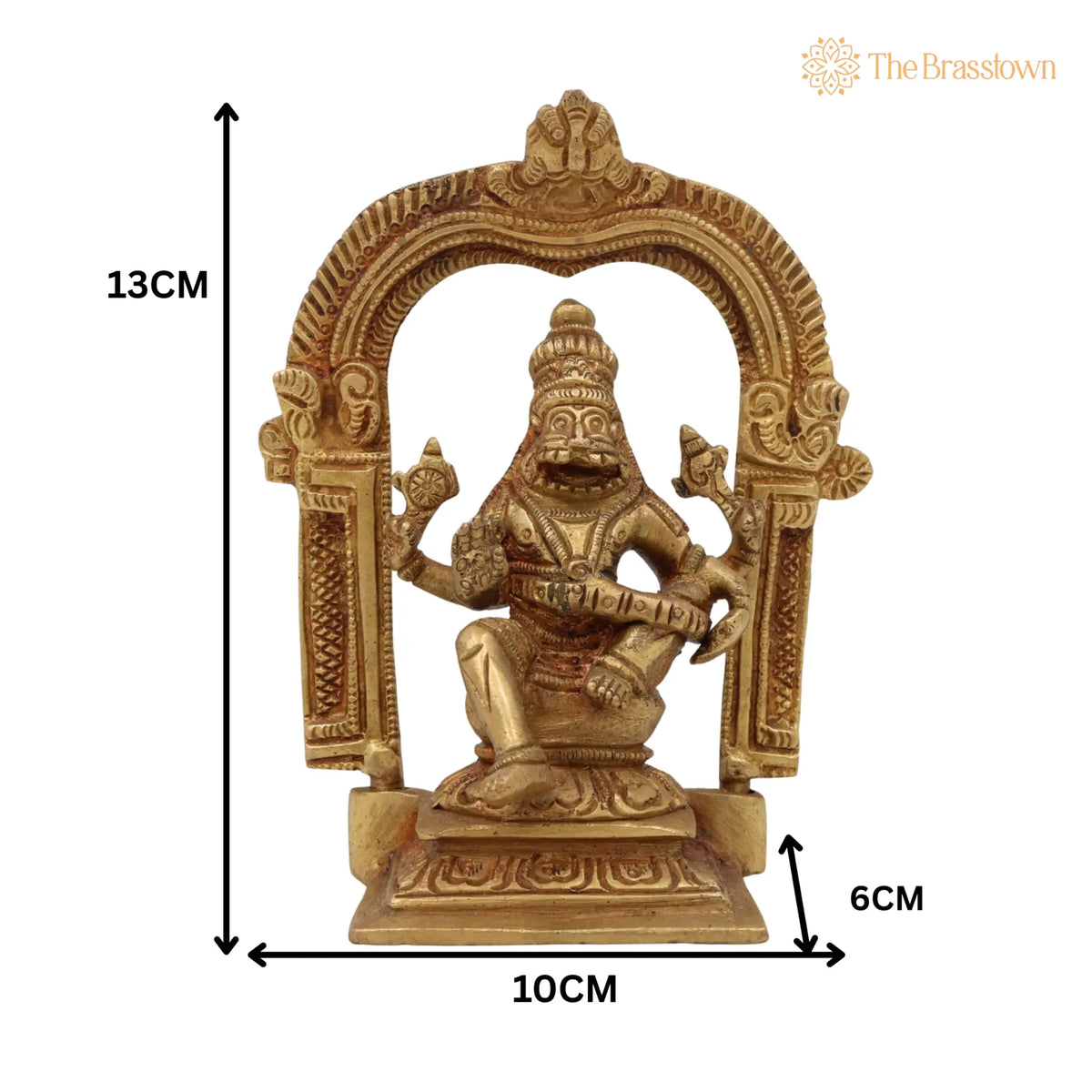 Brass Narasimha Swamy Idol – Handcrafted Lord Narasingha Murti, Yoga Narasimha Vigraha, Nrisimha Deva Statue for Pooja Room, Home 5 Inch 5