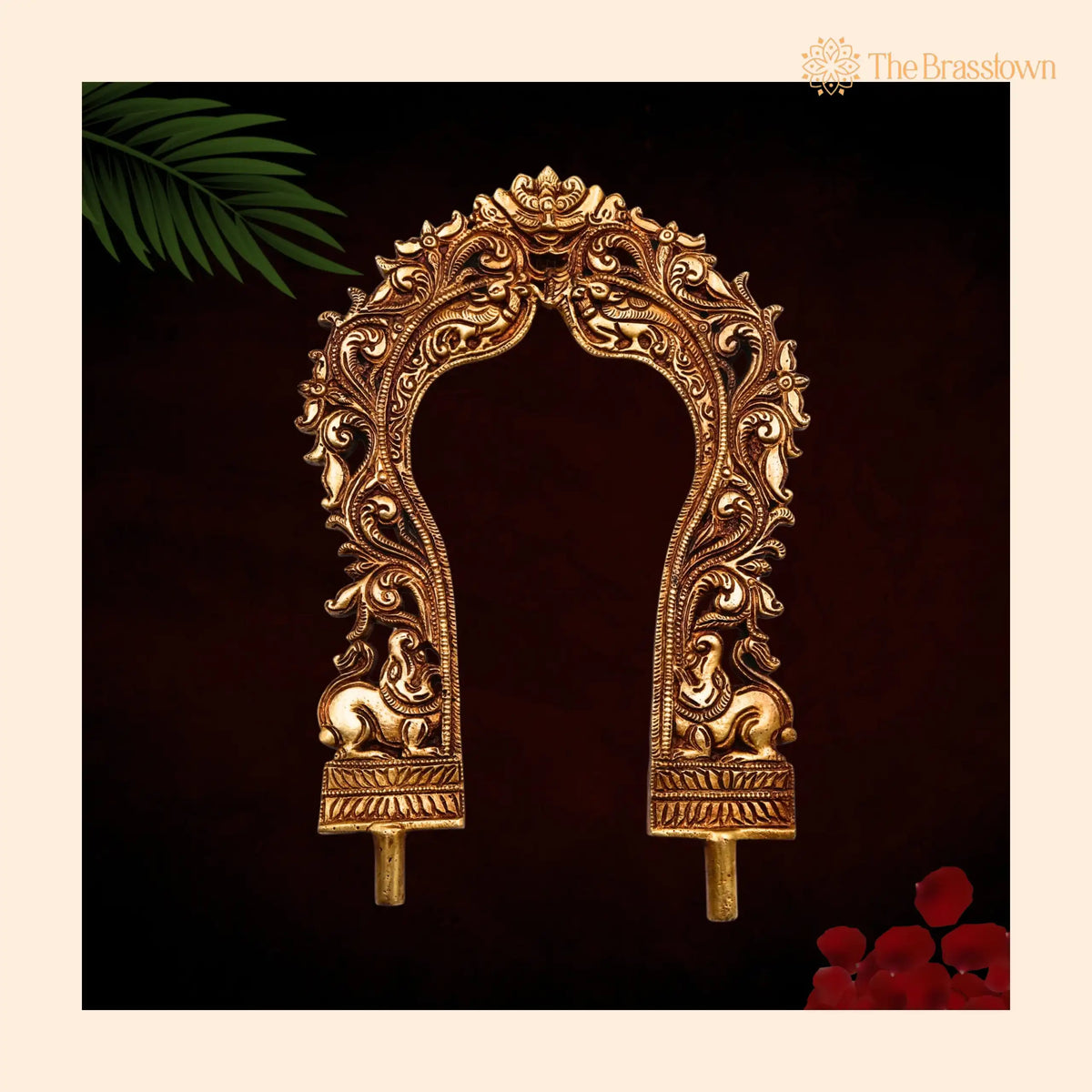 Brass Prabhavali Arch Frame for Temple – Handcrafted God Idol Backdrop Wall Hanging, Prabhawali for Home Décor &amp; Pooja Mandir 12 Inch 1