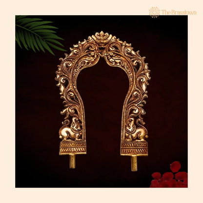 Brass Prabhavali Arch Frame for Temple – Handcrafted God Idol Backdrop Wall Hanging, Prabhawali for Home Décor &amp; Pooja Mandir 12 Inch 1