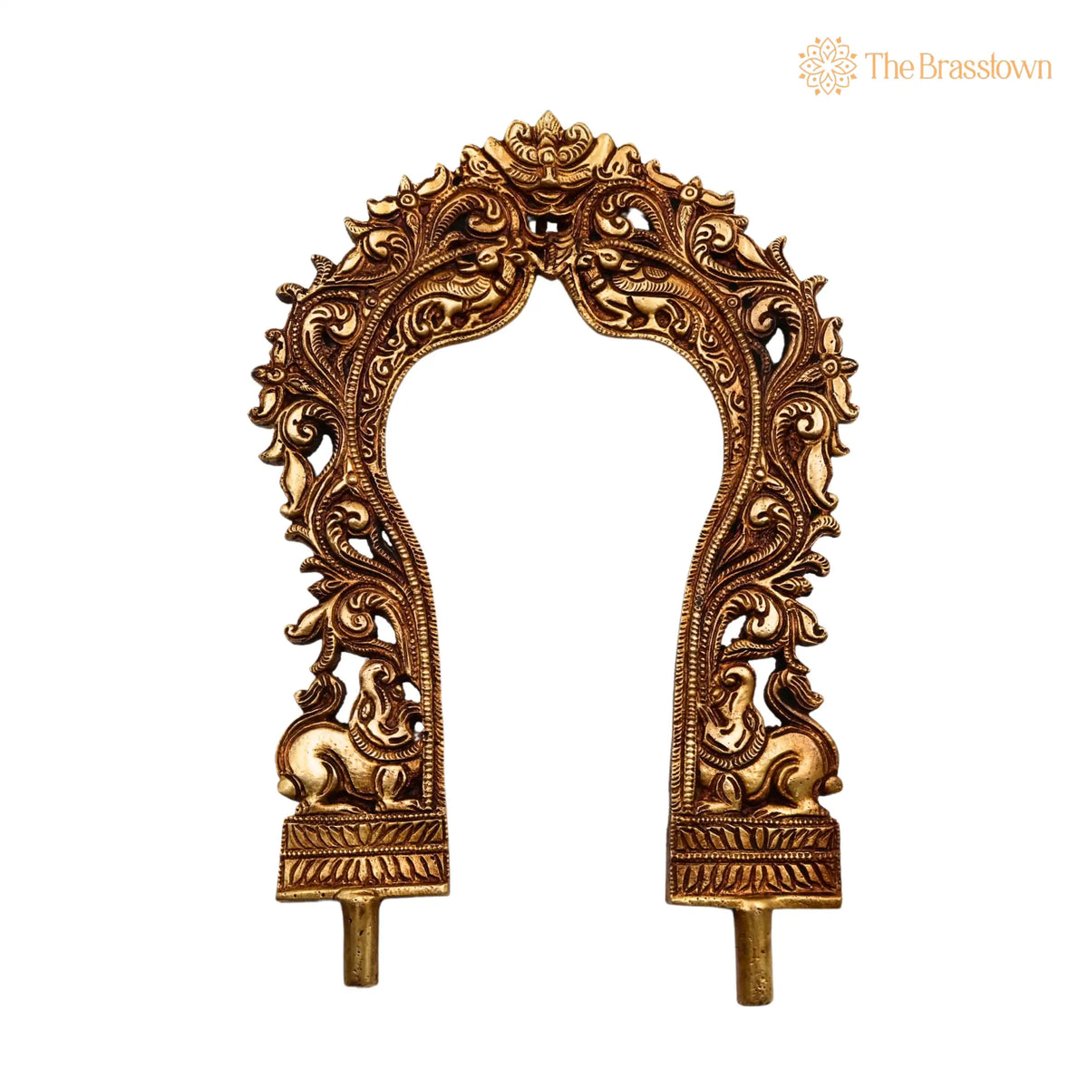 Brass Prabhavali Arch Frame for Temple – Handcrafted God Idol Backdrop Wall Hanging, Prabhawali for Home Décor &amp; Pooja Mandir 12 Inch 2