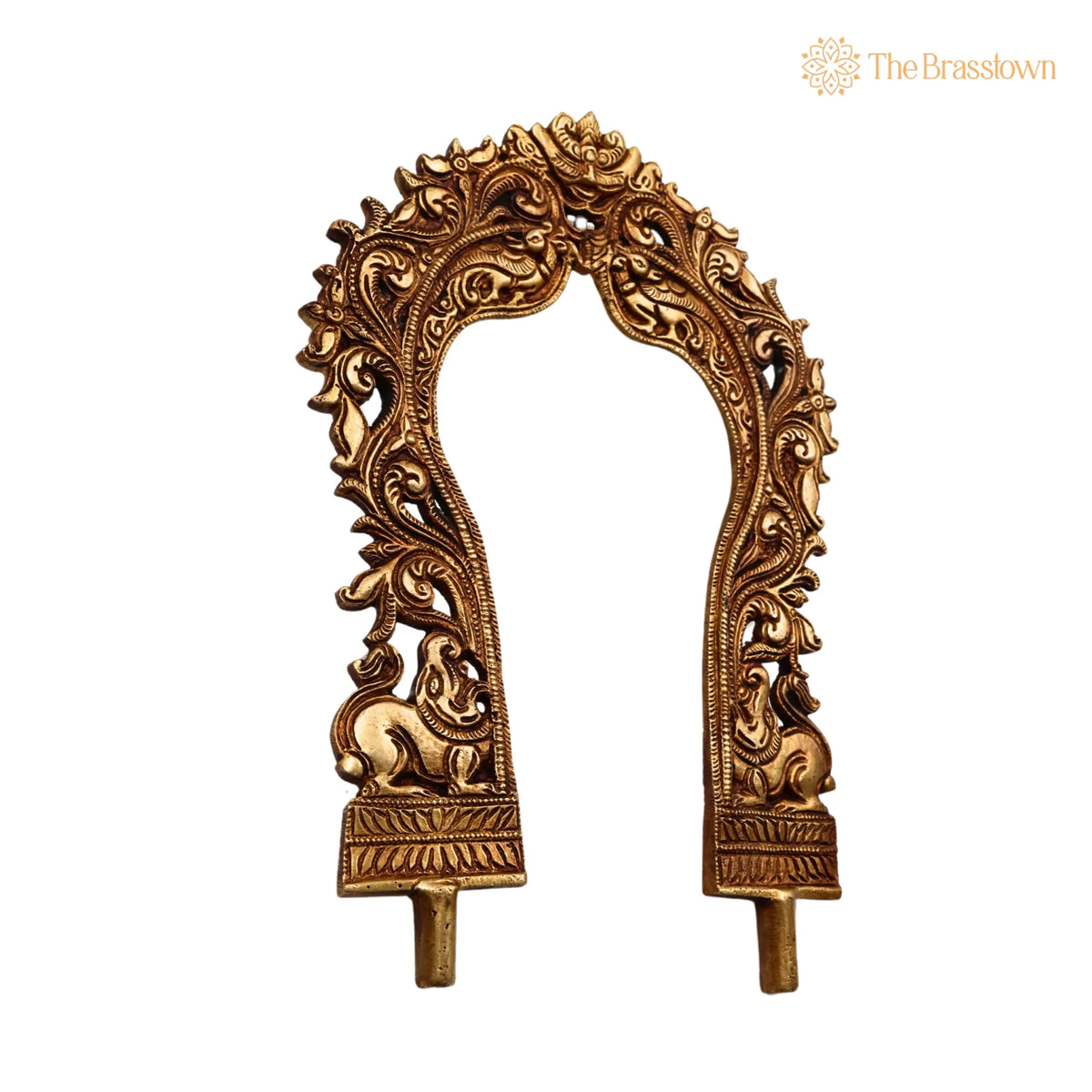 Brass Prabhavali Arch Frame for Temple – Handcrafted God Idol Backdrop Wall Hanging, Prabhawali for Home Décor &amp; Pooja Mandir 12 Inch 3