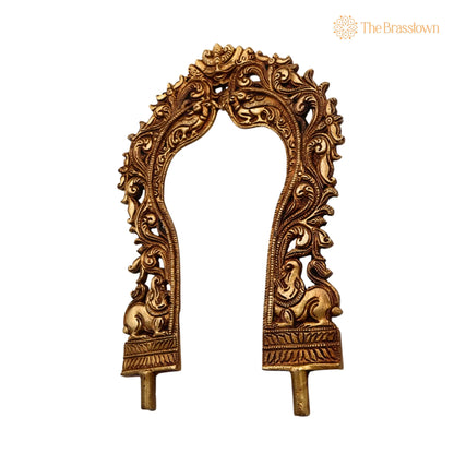 Brass Prabhavali Arch Frame for Temple – Handcrafted God Idol Backdrop Wall Hanging, Prabhawali for Home Décor &amp; Pooja Mandir 12 Inch 4
