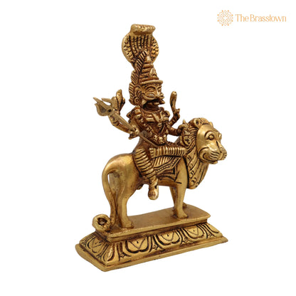 Brass Pratyangira Devi Idol – Handcrafted Narasimhi Simhamukhi Statue for Pooja Room, Temple, Home &amp; Office Décor 7 Inch 3