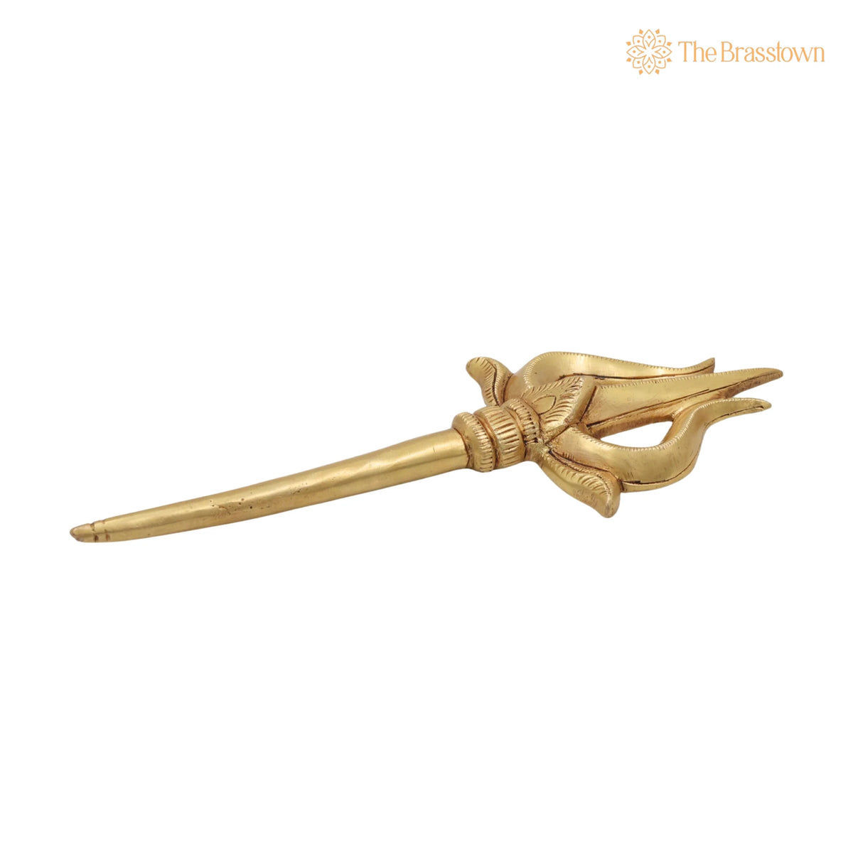 Brass Trishul – Handcrafted Peetal Pital Trident, Lord Shiva Mahadev Rudra Shankar Trishula, Hindu Temple Puja Décor 8 Inch 2