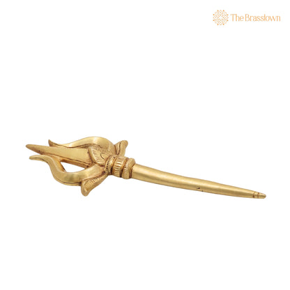 Brass Trishul – Handcrafted Peetal Pital Trident, Lord Shiva Mahadev Rudra Shankar Trishula, Hindu Temple Puja Décor 8 Inch 3