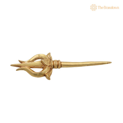 Brass Trishul – Handcrafted Peetal Pital Trident, Lord Shiva Mahadev Rudra Shankar Trishula, Hindu Temple Puja Décor 8 Inch 4