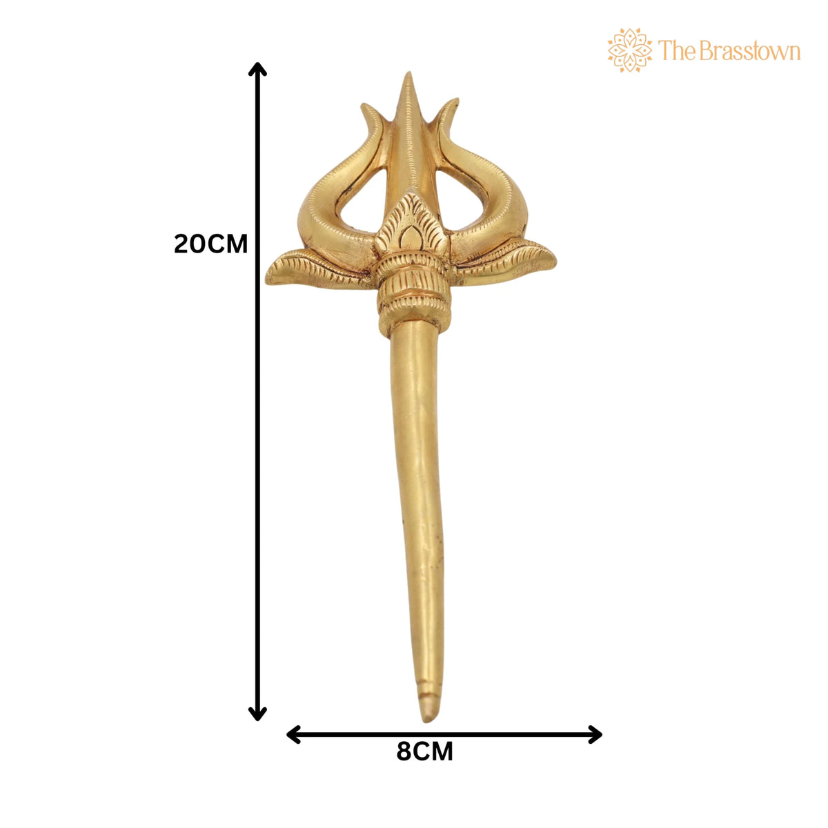 Brass Trishul – Handcrafted Peetal Pital Trident, Lord Shiva Mahadev Rudra Shankar Trishula, Hindu Temple Puja Décor 8 Inch 5