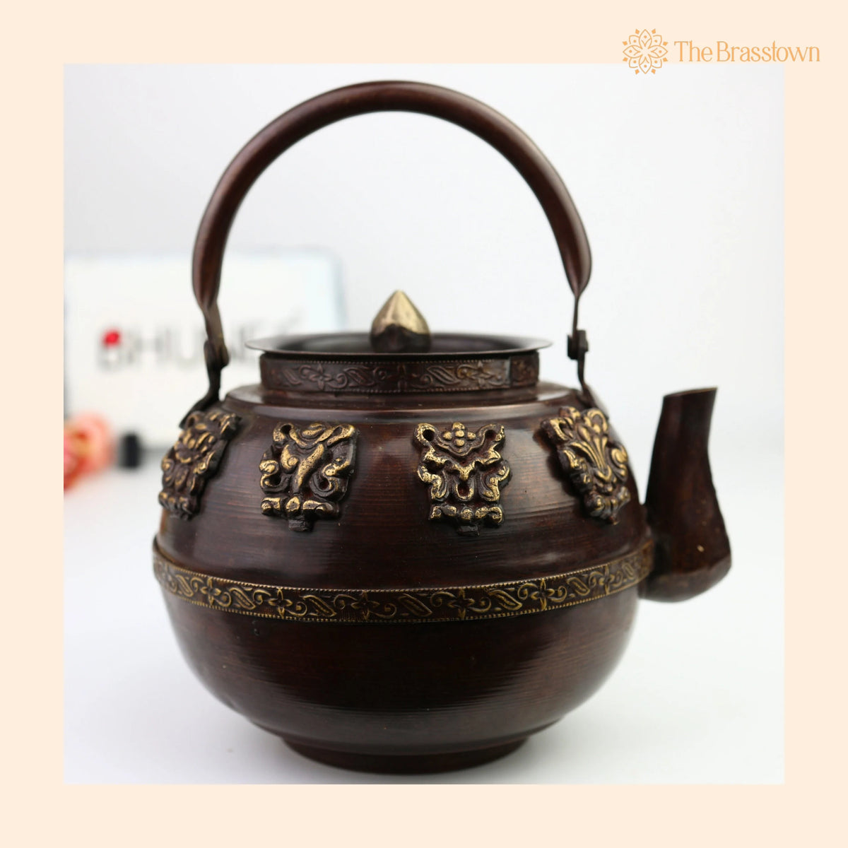 Brass Handmade Kettle Idol – Surai, Tea &amp; Coffee Container, Traditional Indian Brass Pooja Murti, Decorative Brass Sculpture 5 Inch 1