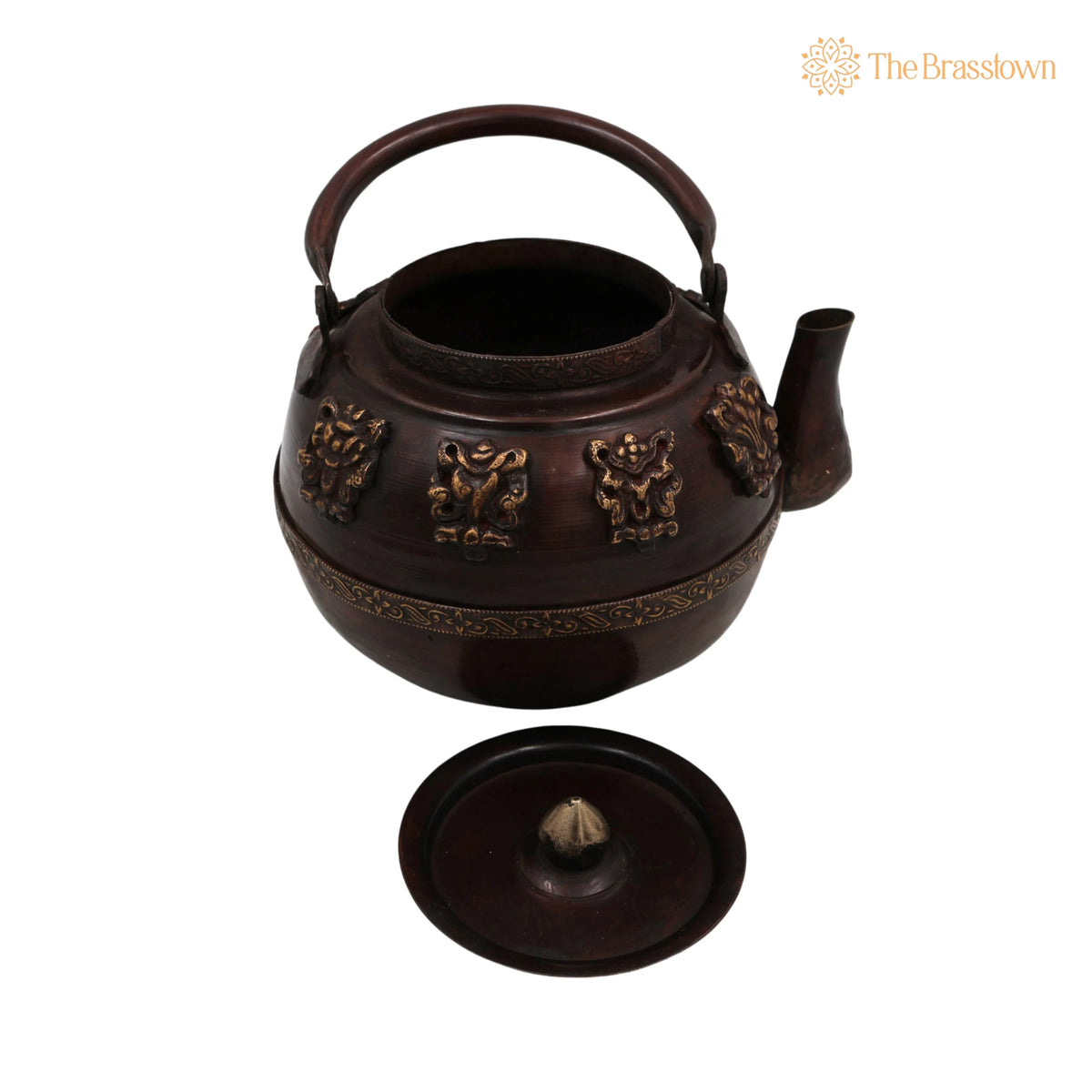 Brass Handmade Kettle Idol – Surai, Tea &amp; Coffee Container, Traditional Indian Brass Pooja Murti, Decorative Brass Sculpture 5 Inch 4