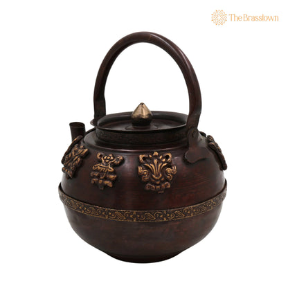 Brass Handmade Kettle Idol – Surai, Tea &amp; Coffee Container, Traditional Indian Brass Pooja Murti, Decorative Brass Sculpture 5 Inch 7
