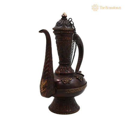 Brass Handcrafted Surahi Idol for Puja – Home Décor, Temple, Gifts, Traditional Peetal/Pittal Surai 9.5 Inch 2