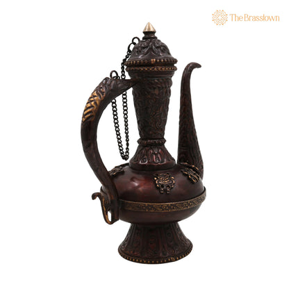 Brass Handcrafted Surahi Idol for Puja – Home Décor, Temple, Gifts, Traditional Peetal/Pittal Surai 9.5 Inch 3