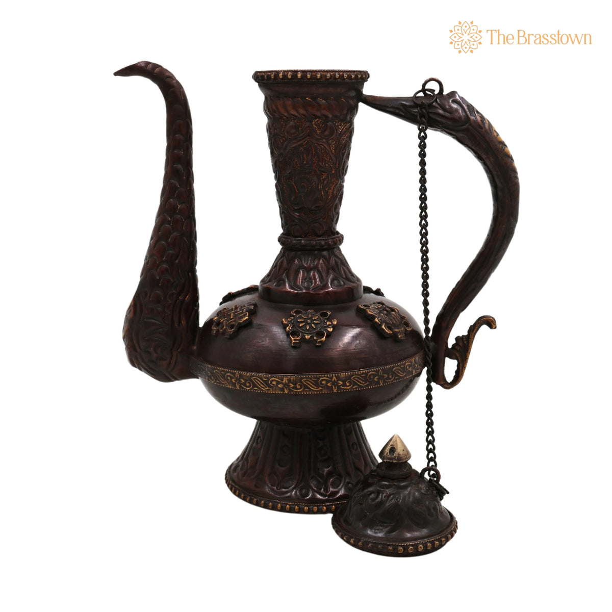 Brass Handcrafted Surahi Idol for Puja – Home Décor, Temple, Gifts, Traditional Peetal/Pittal Surai 9.5 Inch 4