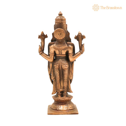 Handmade Bronze Venkateshwara Idol – Balaji, Srinivasa, Tirupati Murti, Panchaloha / Panchadhatu Sculpture for Temple &amp; Home Décor 6.5 Inch 4