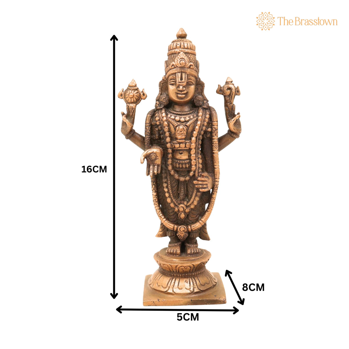 Handmade Bronze Venkateshwara Idol – Balaji, Srinivasa, Tirupati Murti, Panchaloha / Panchadhatu Sculpture for Temple &amp; Home Décor 6.5 Inch 5