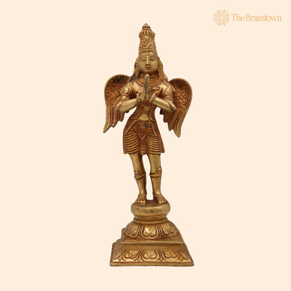 Brass Lord Garuda Statue – Handcrafted Garuda Dev Murti, Divine Garud Idol, Brass Garuda Sculpture, Spiritual Garuda Figurine, Pooja Décor 1