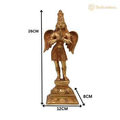 Brass Lord Garuda Statue – Handcrafted Garuda Dev Murti, Divine Garud Idol, Brass Garuda Sculpture, Spiritual Garuda Figurine, Pooja Décor 5