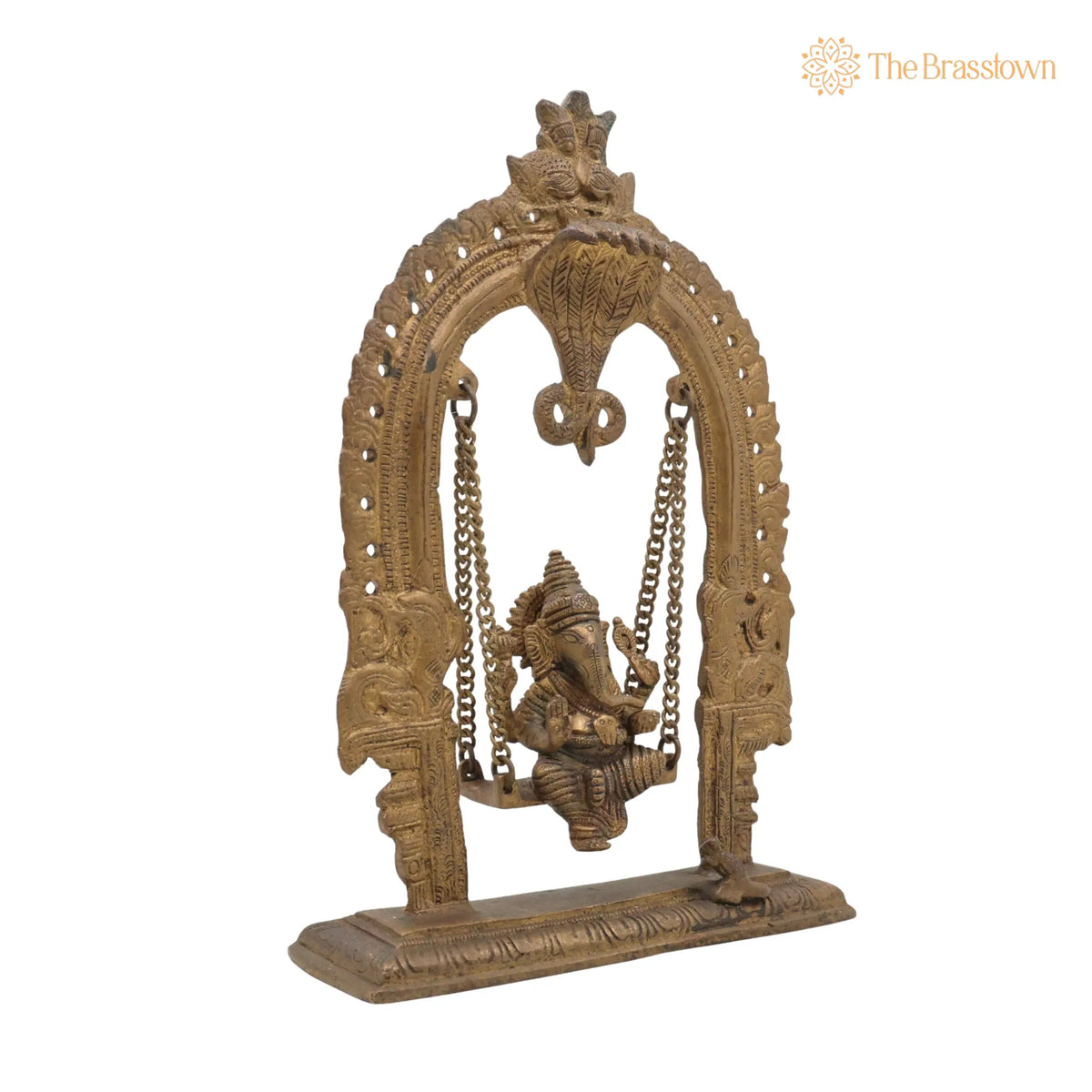 Brass Bal Ganesha on Swing Jhula – Vinayaka Ganpati Cradle Idol, Handcrafted Ganesh Ji Murti for Home, Temple &amp; Pooja Décor 11 Inch 2