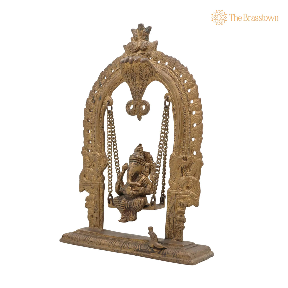 Brass Bal Ganesha on Swing Jhula – Vinayaka Ganpati Cradle Idol, Handcrafted Ganesh Ji Murti for Home, Temple &amp; Pooja Décor 11 Inch 3